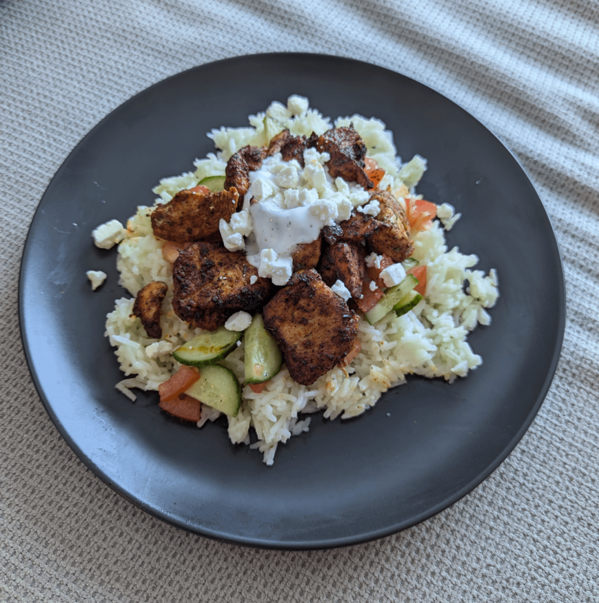 SuperQuick Shawarma-Style Chicken Bowls with Rice and Yogurt Sauce