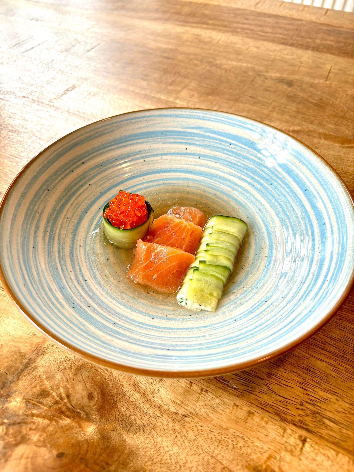 Lunchtime R&D | Salmon, Roe, Cucumber, Curd, Herbs, Vinaigrette