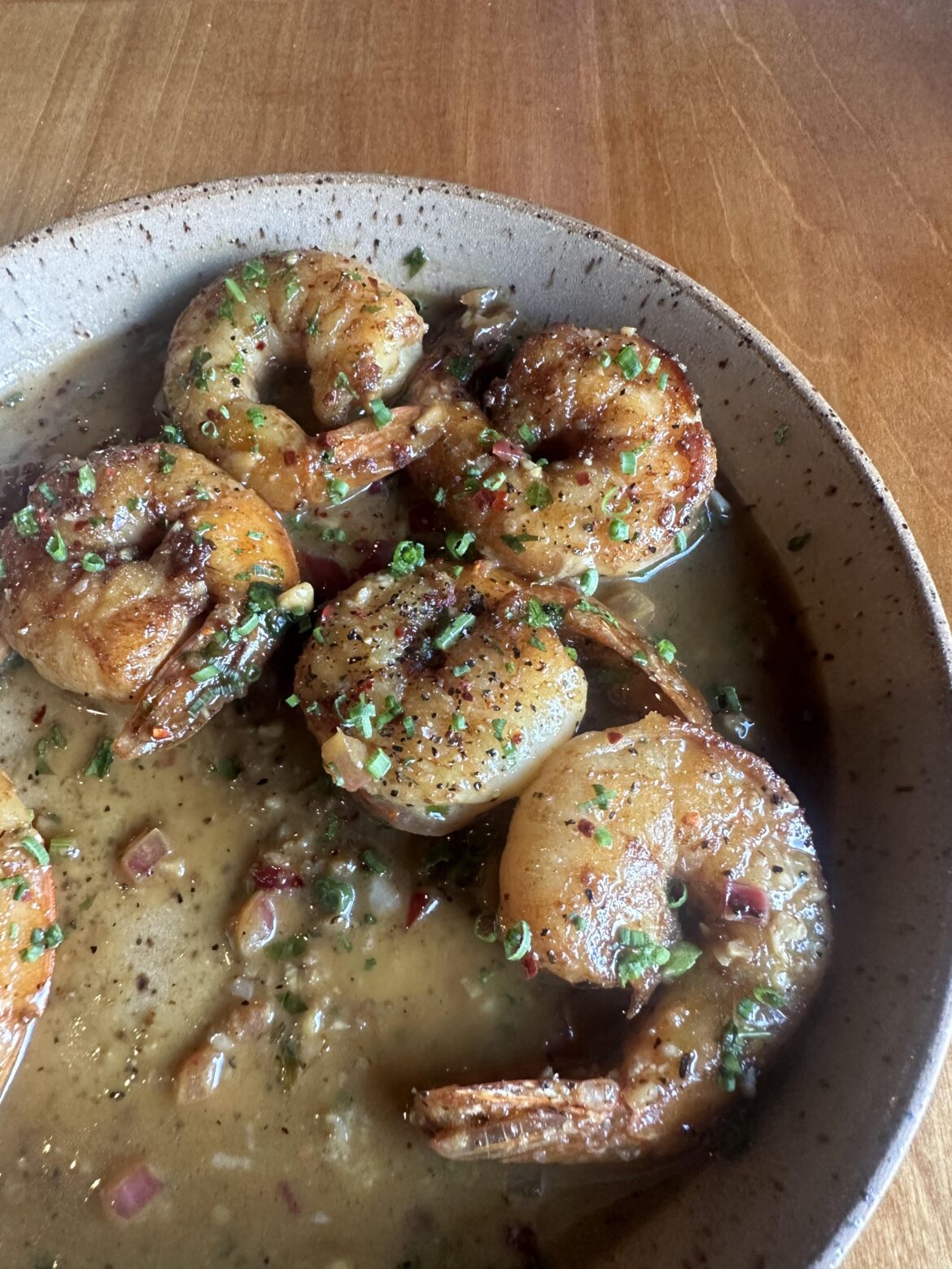 Mediterranean shrimp from Coliope in Chattanooga . They were amazing !