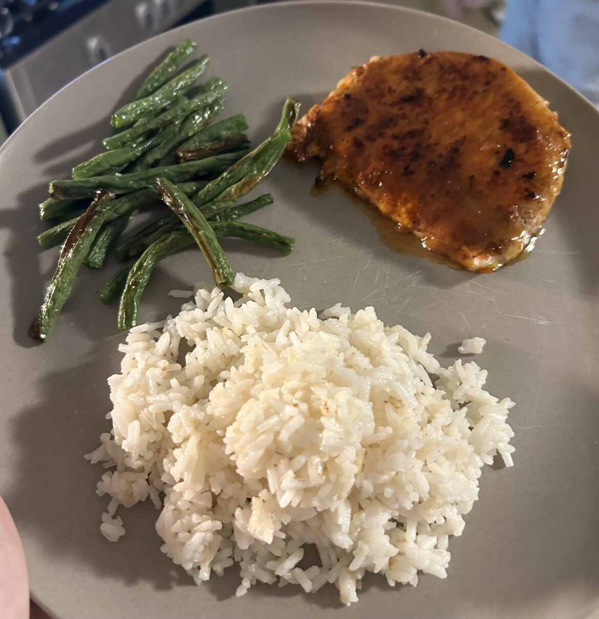 Peachy Keen BBQ Pork 8/10 tip: pour any extra sauce over the rice