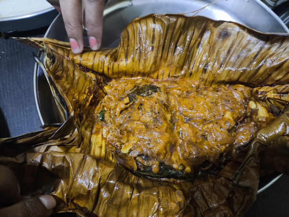 Pearl Spot fried in Banana leaf