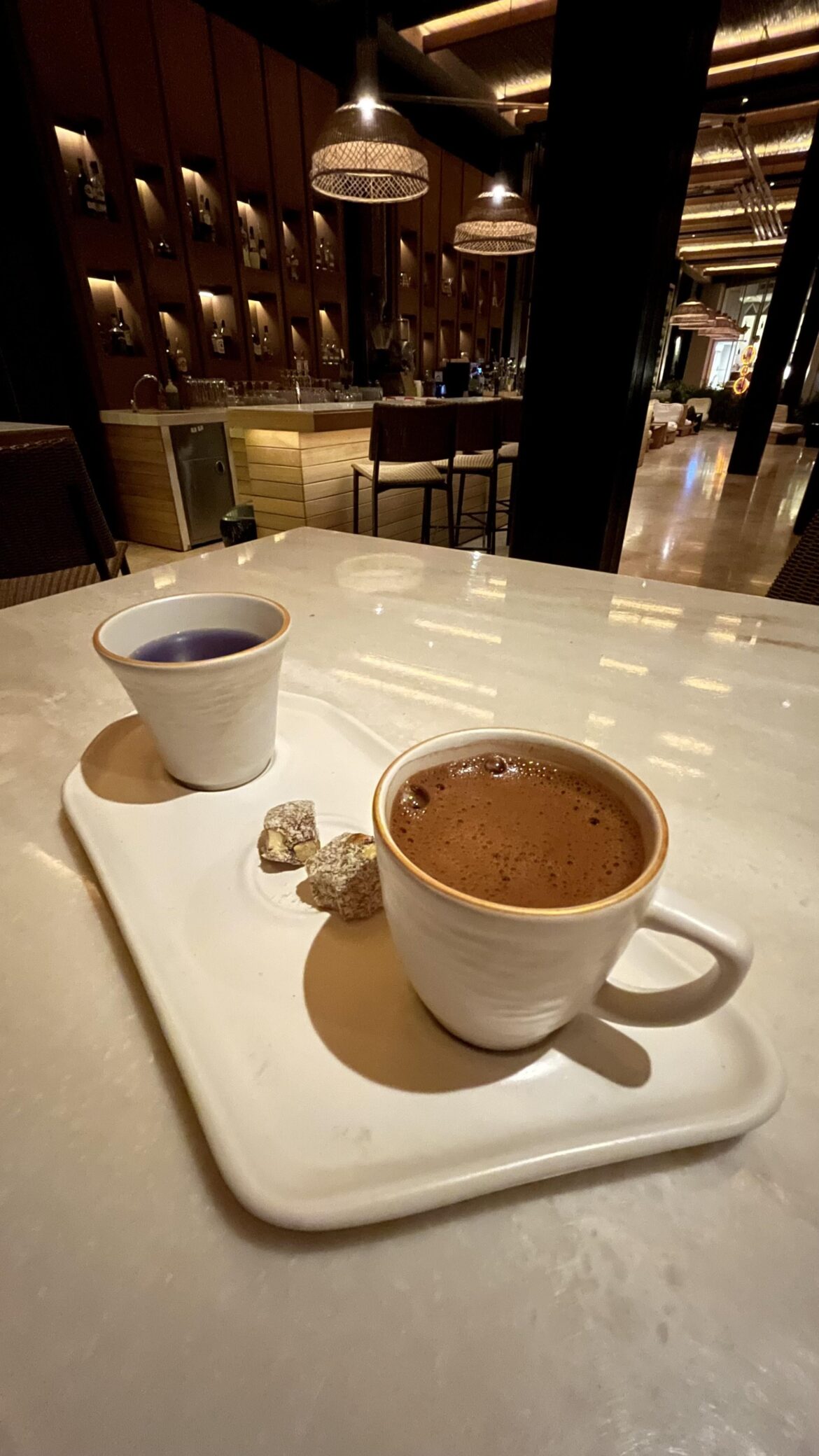 Turkish Coffee with Turkish Delight and Blue Butterfly Tea 😱❤️ #turkishcoffee