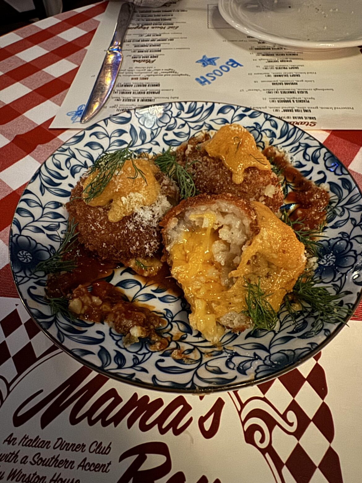 Pimento Cheese Arancini at Mamas Boy in Venice