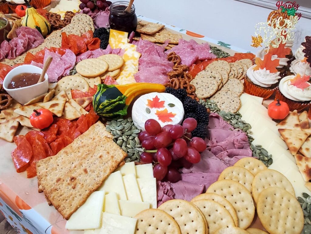 I made my very first grazing table for our fall themed party.