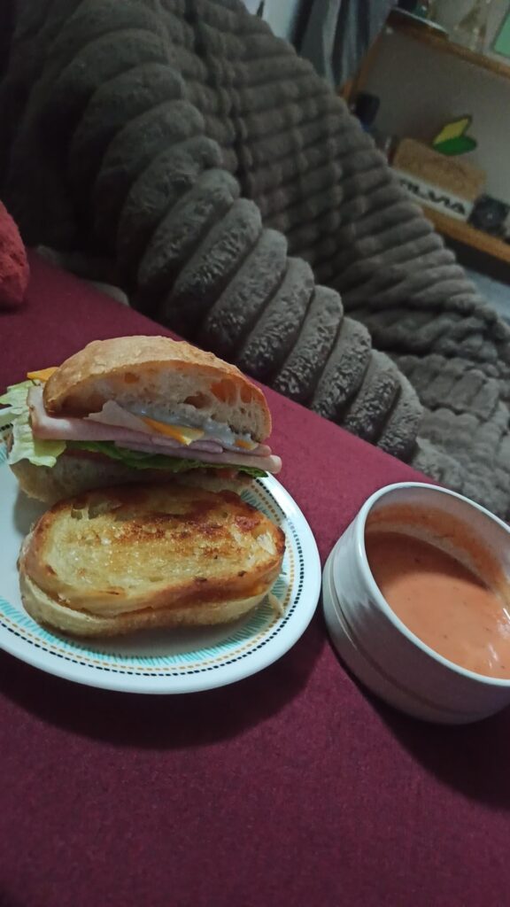 Ham & cheese with grilled cheese n tomato soup
