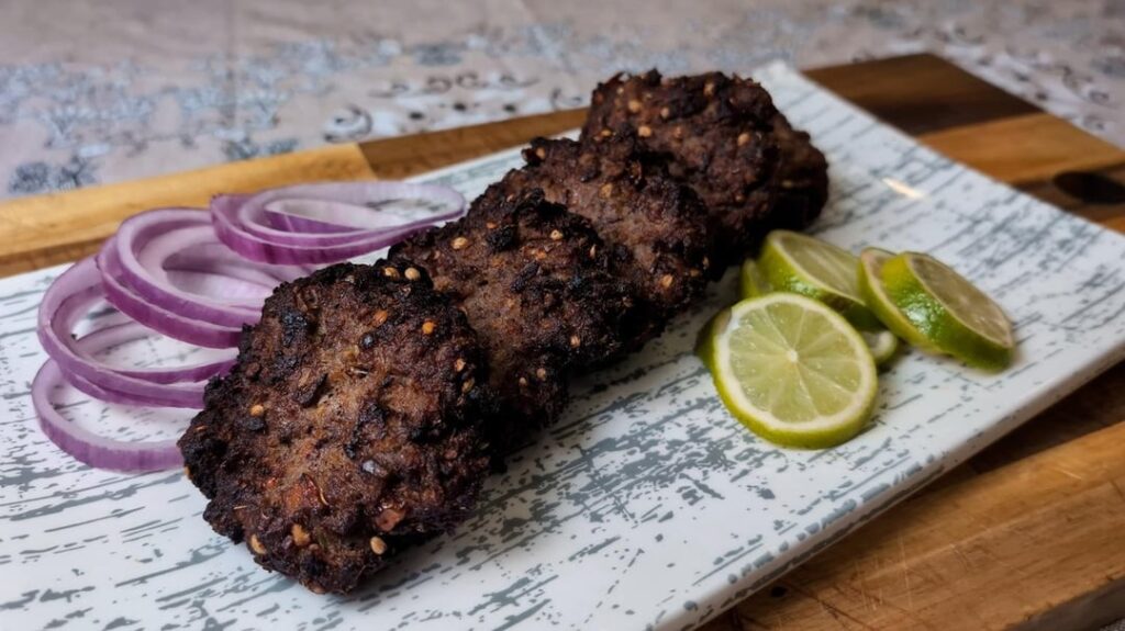 Spicy Beef chapli Kebabs. Made a bun kebab out of it too.