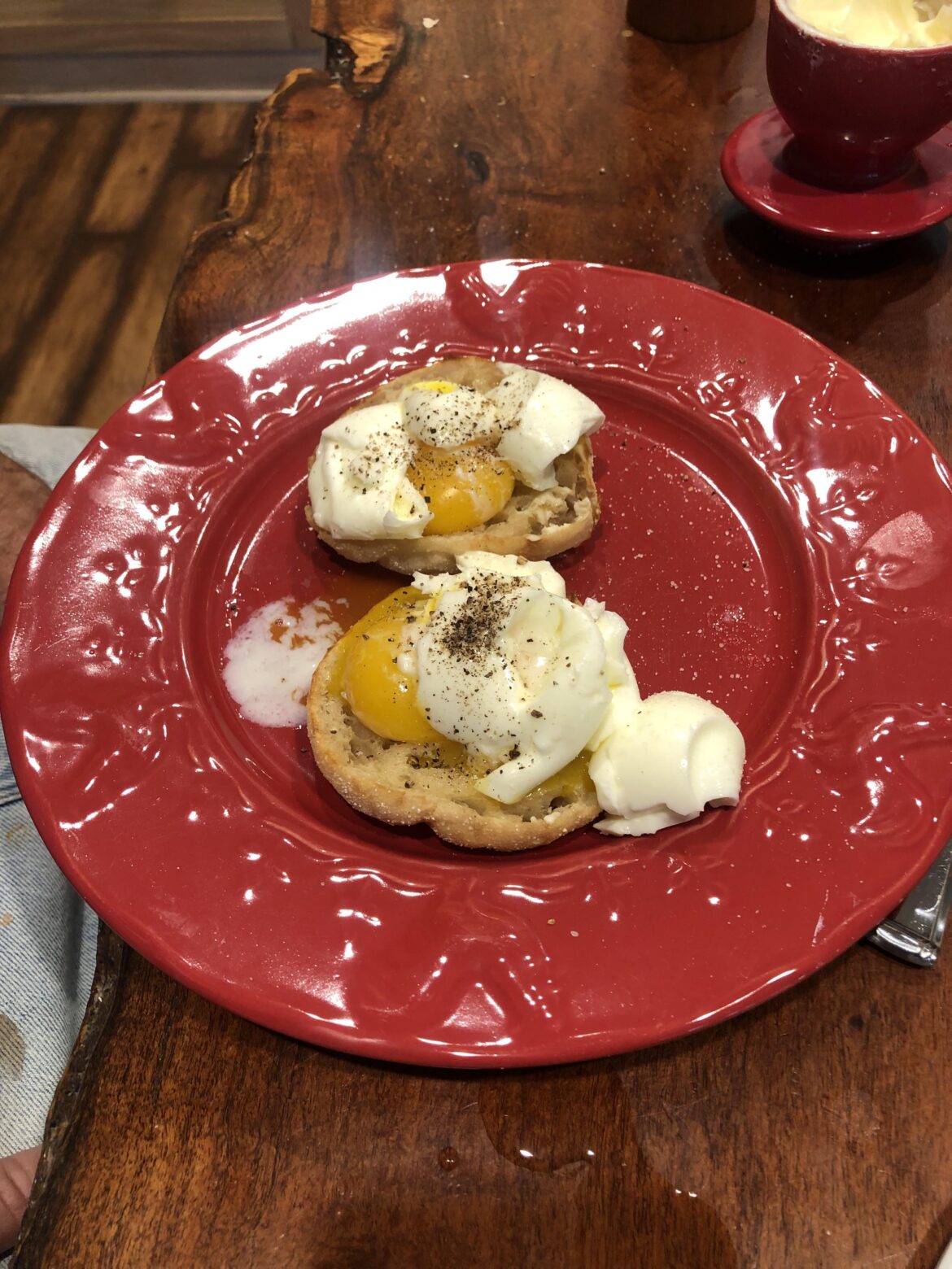 Kinda Raw Eggs on Muffin