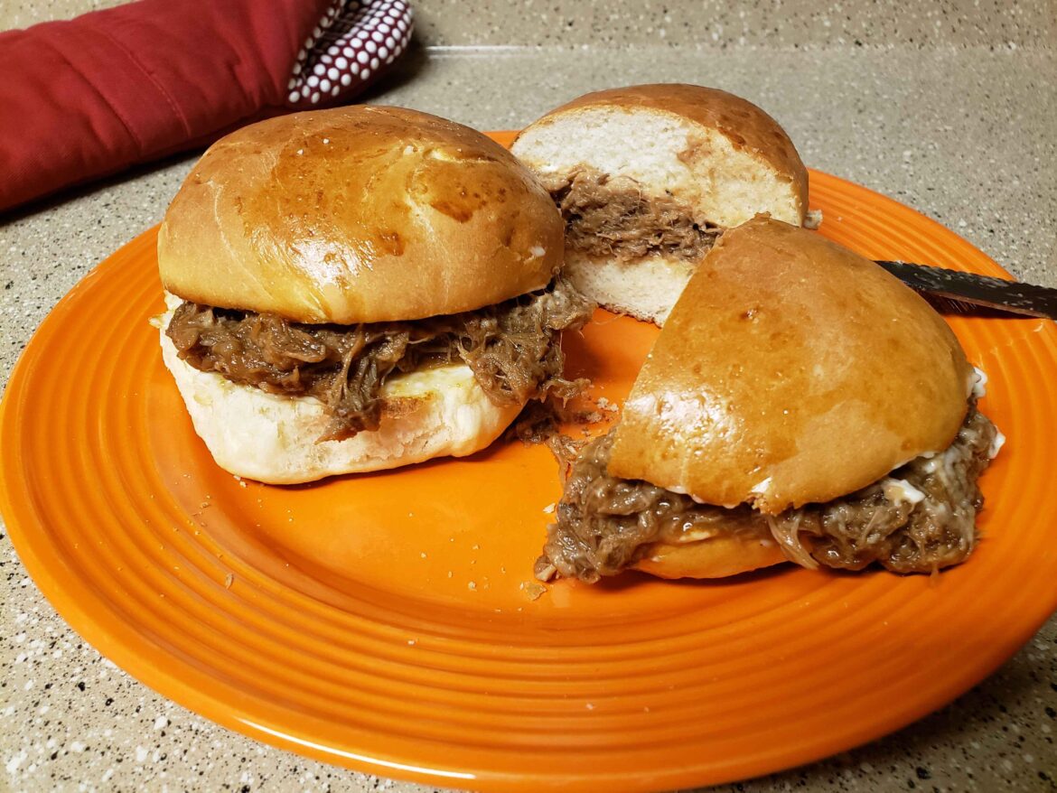 Pulled pork on a homemade bun