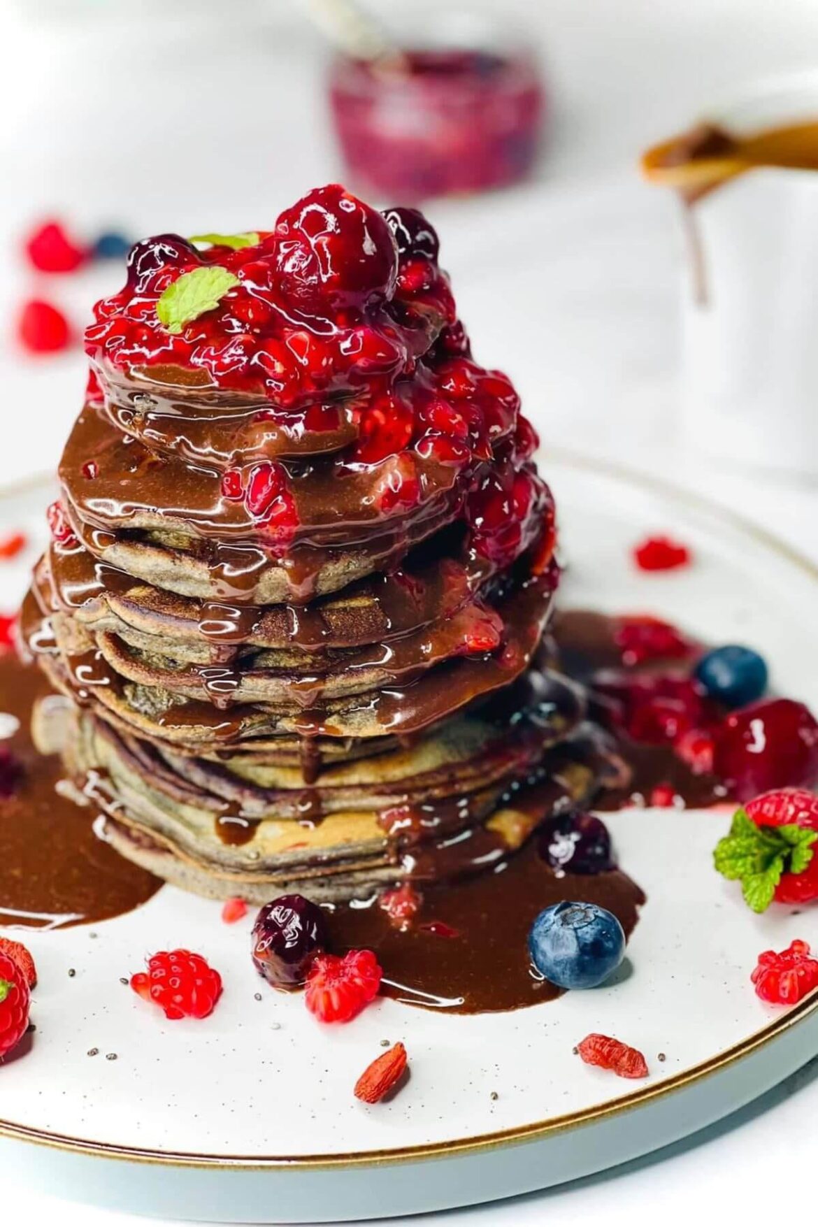 American Style Chocolate Berry Pancakes