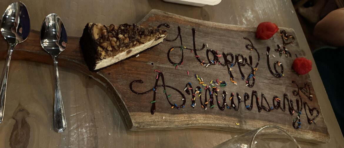 Sweet gesture, but the plank was so large, it poked me in the stomach whenever I went in for a bite.