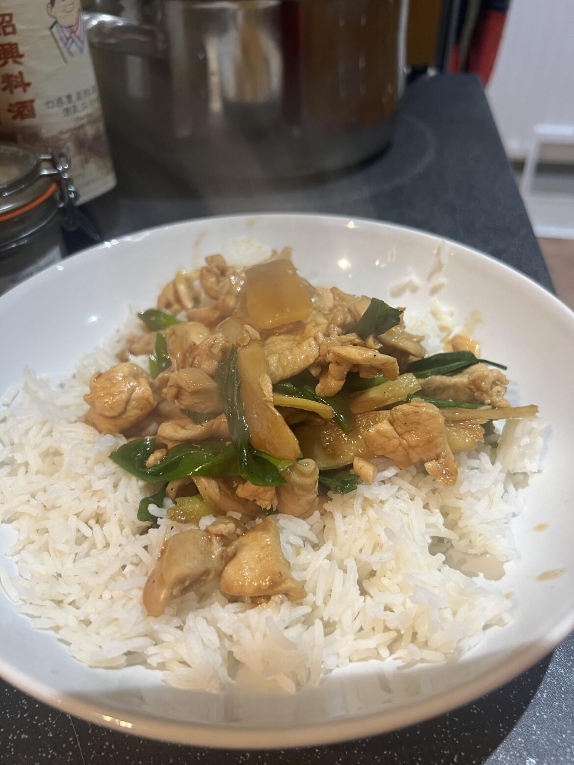 Todays dish is chicken, ginger and spring onion - I have opinions on the rights and wrongs when making this