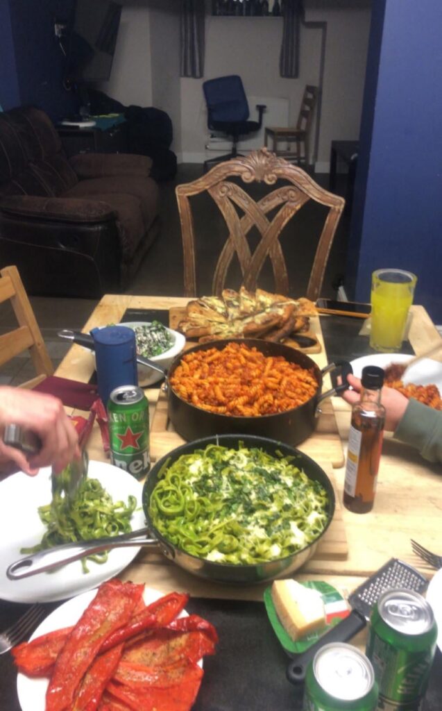 University flat meal
