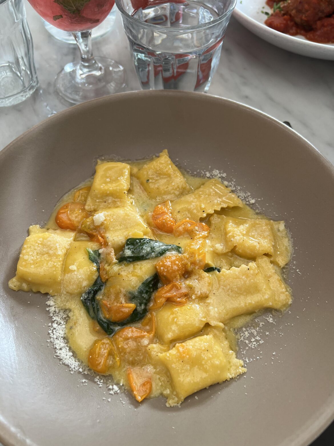 Sweet corn agnolotti from Élephante in Santa Monica