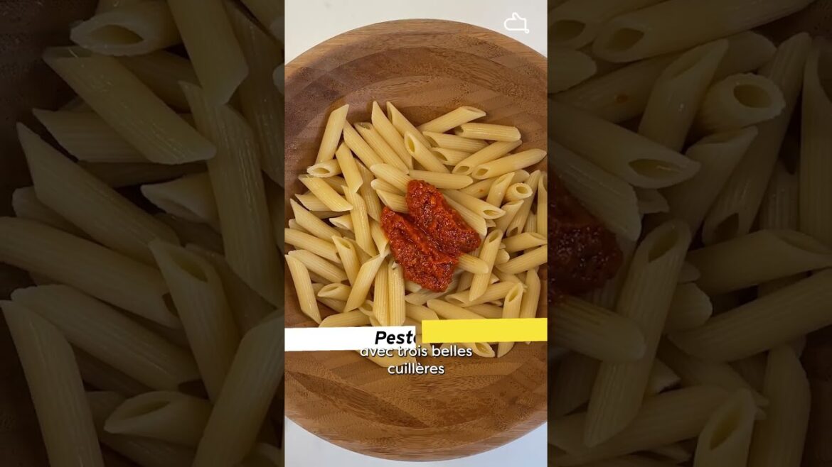 Qu'est ce qu'on mange ce soir ? Des pâtes pesto rosso, courgettes crues et tomates cerises