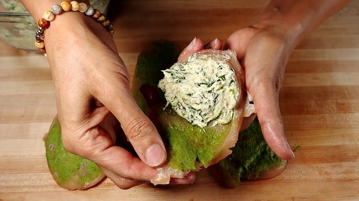 Spinach Stuffed Chicken Breast Samosa Style