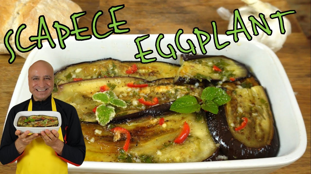 Southern Italian Eggplant Scapece Style Marinated with Mint, Garlic