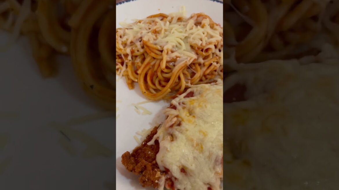 Cooked Garlic Herb Chicken Parmesan With Spaghetti #shorts  #food #chicken