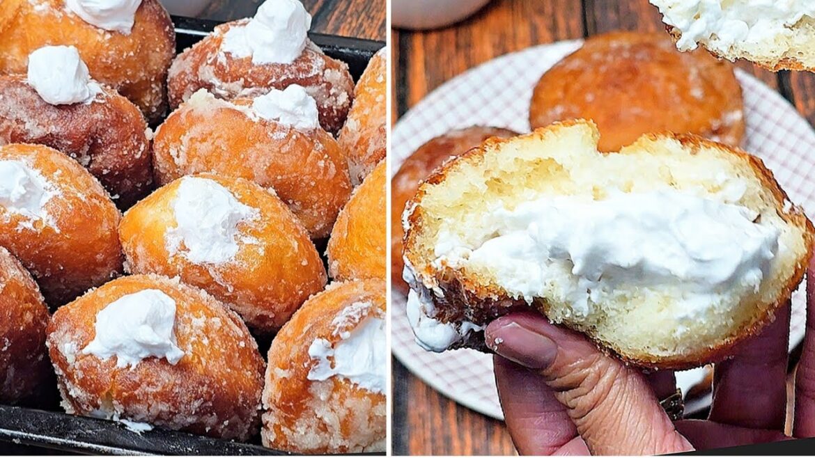 Cream bun recipe | cream filled buns |Italian doughnuts |bomboloni |viral milky donuts |sugar donuts