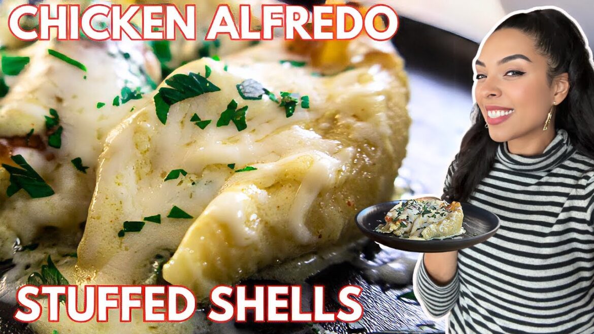 The Best Creamy Chicken Alfredo Stuffed Shells | Chicken Stuffed Shells with Alfredo Sauce