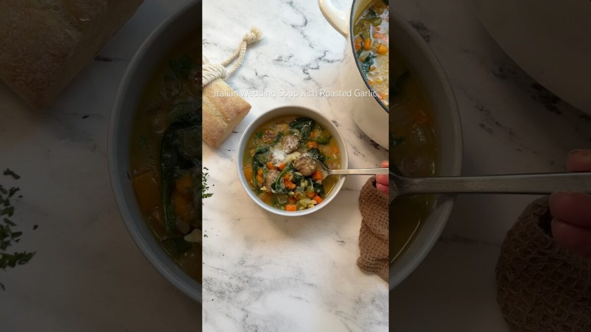 ✨ Italian Wedding Soup with Roasted Garlic ✨ #souprecipe #shorts #cooking