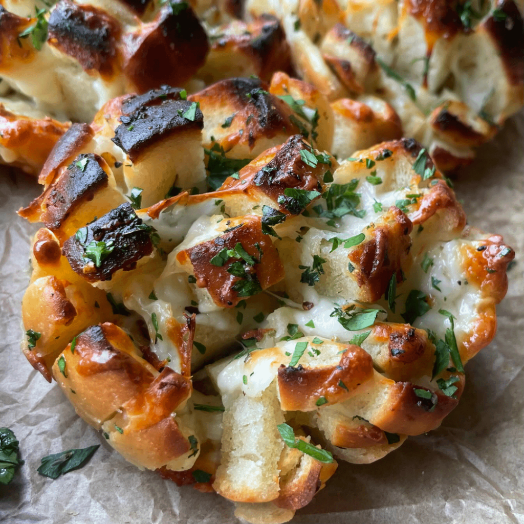 Turned some leftover potato buns into mini pull apart cheesy garlic bread rolls