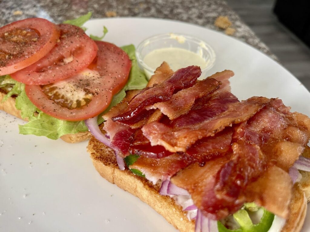 BLTOJ on lightly toasted brioche w/ side of jalapeño cream