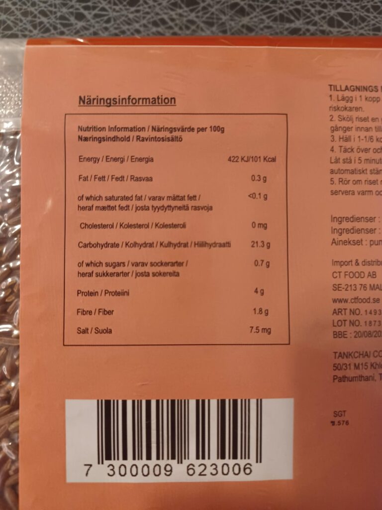 Found rice that says 101 calories per 100g, could this be correct?