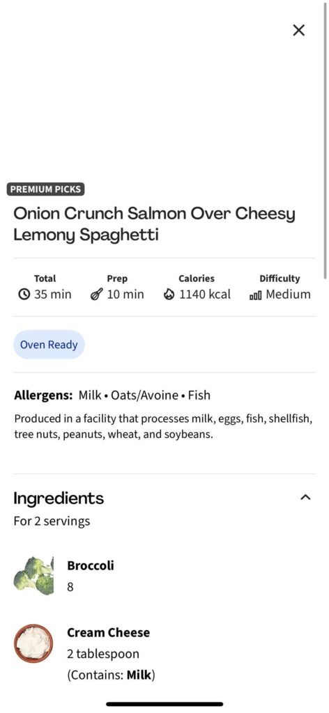 No recipe information for my meal which was already delivered