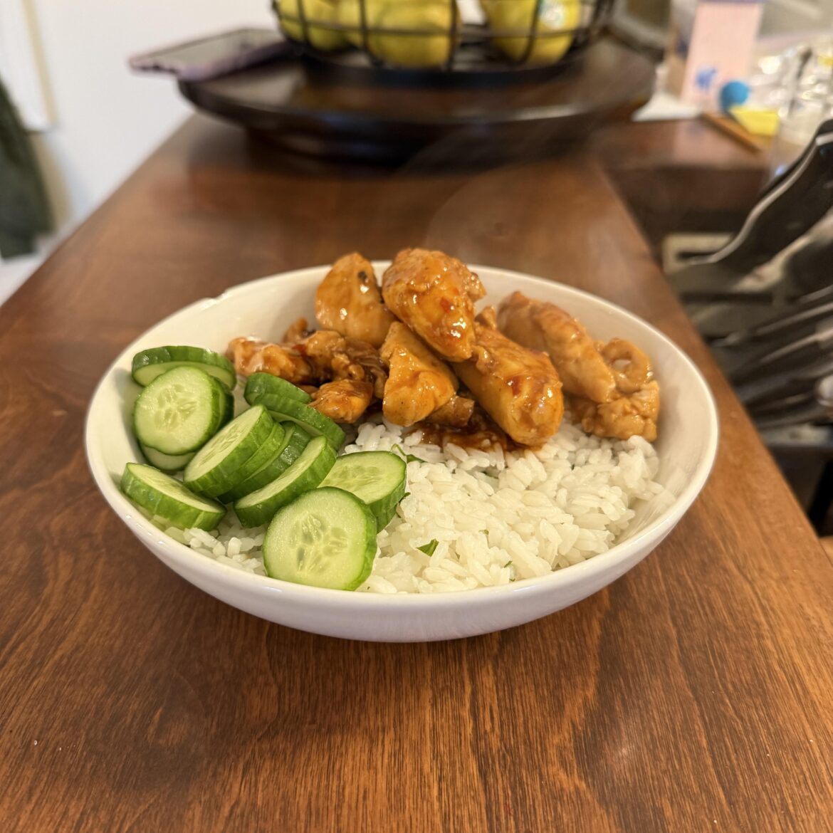 Thai-Inspired Sweet and Spicy Chicken with Cilantro-Lime rice and peanuts