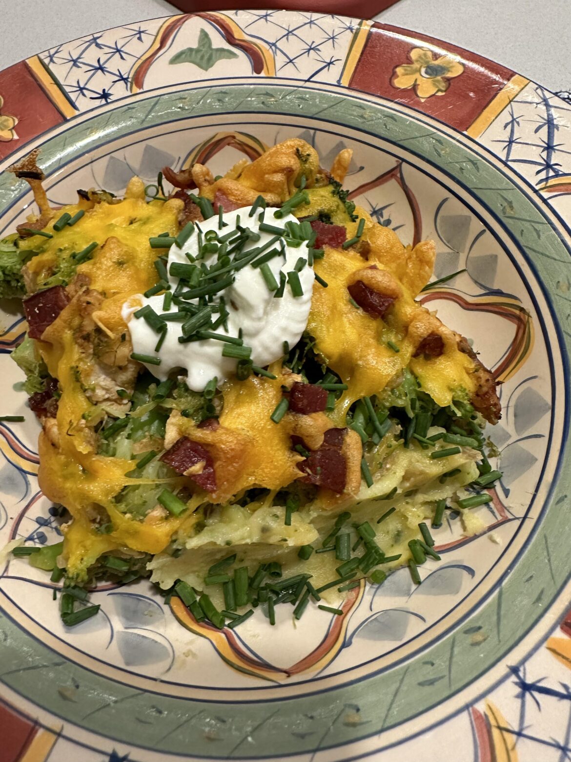 Chicken bacon baked potato casserole.