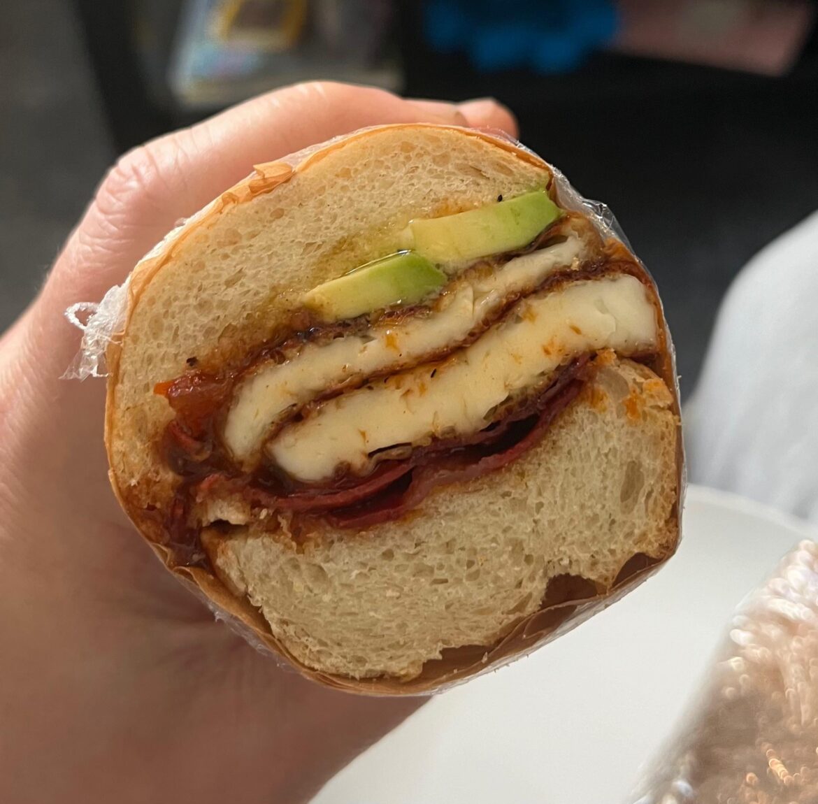 Chorizo, halloumi, avocado, tomato jam.