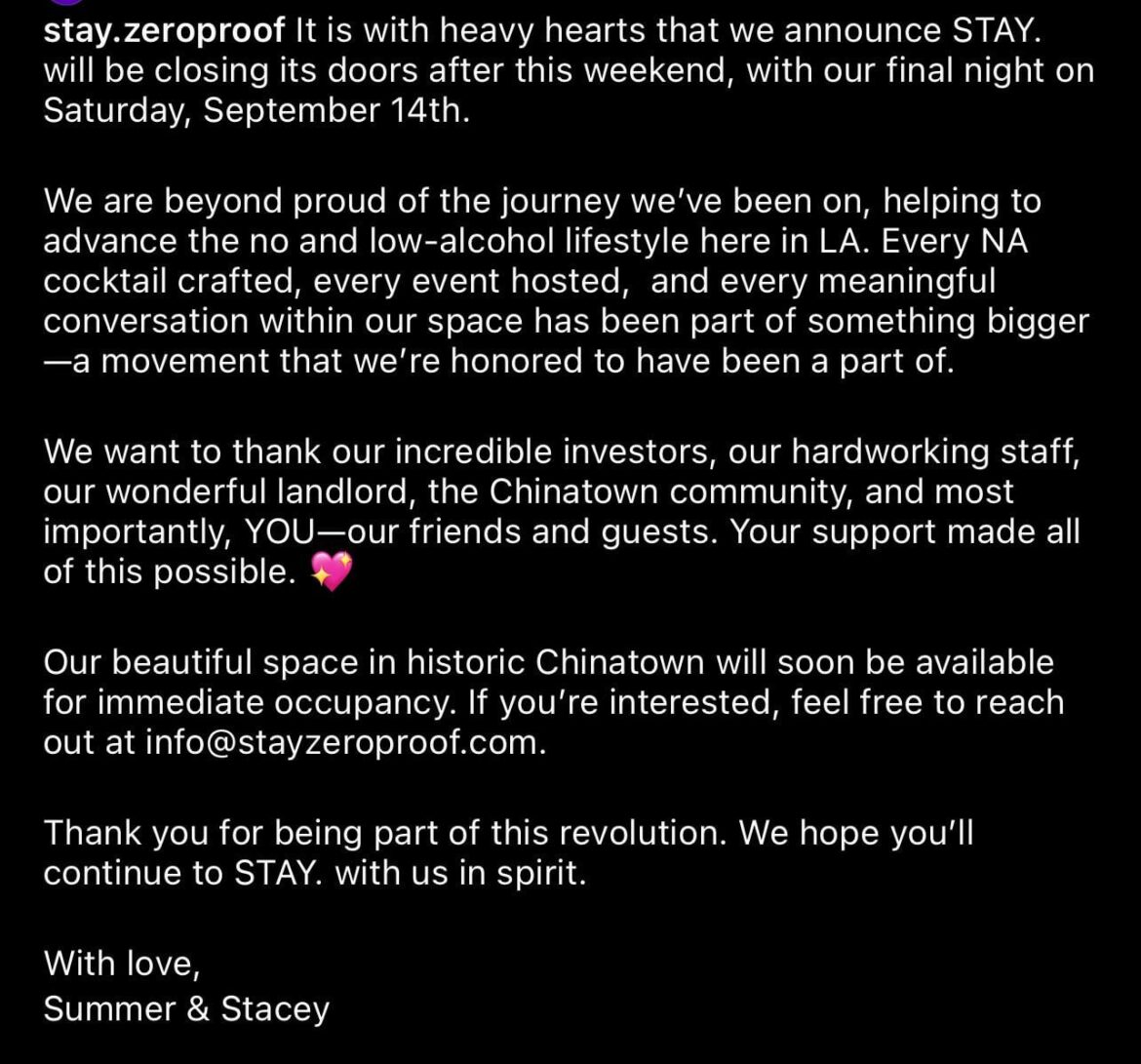 Stay Zero Proof in Chinatown closing