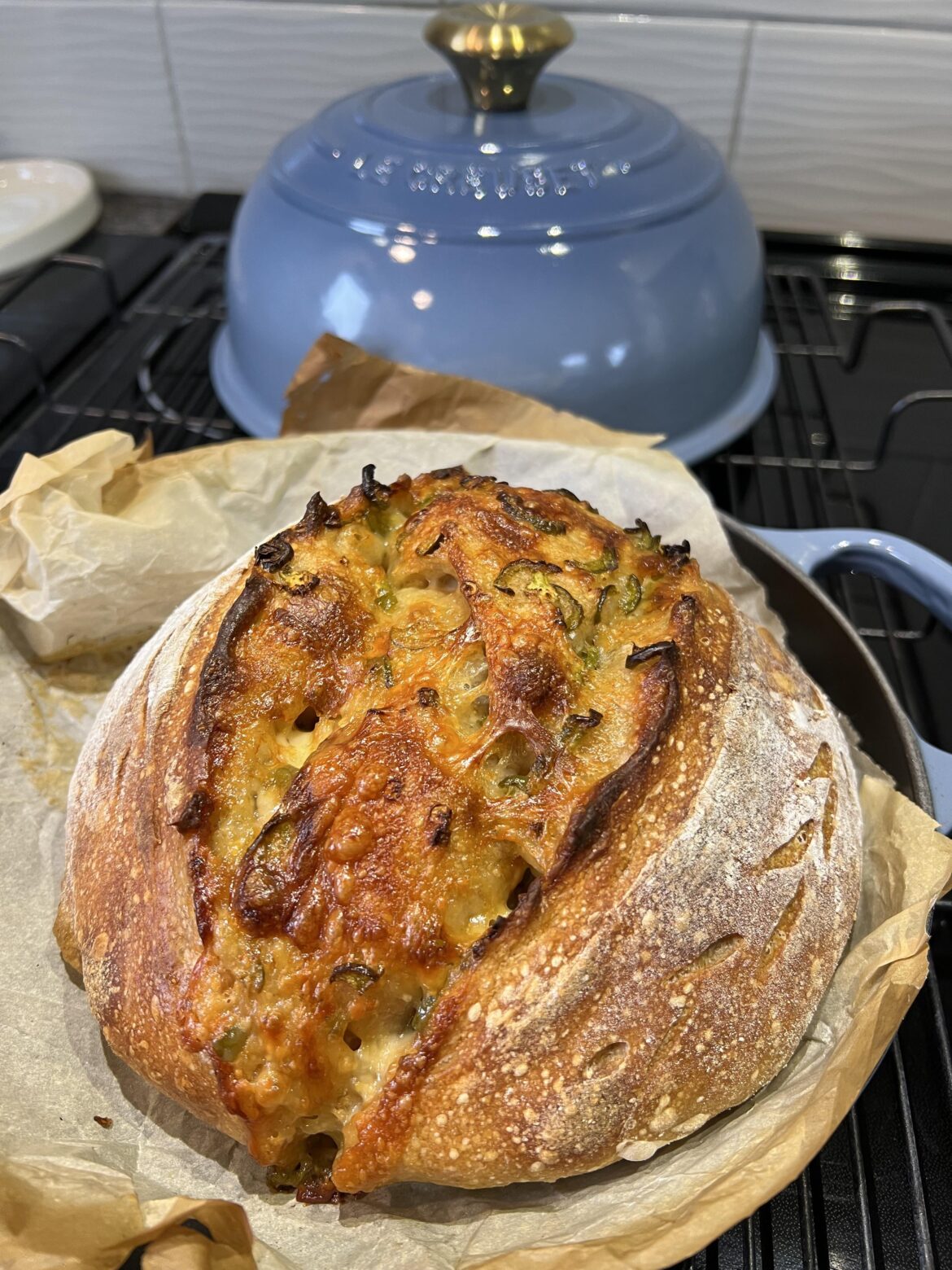 My first smoked cheddar jalapeño loaf 🥹