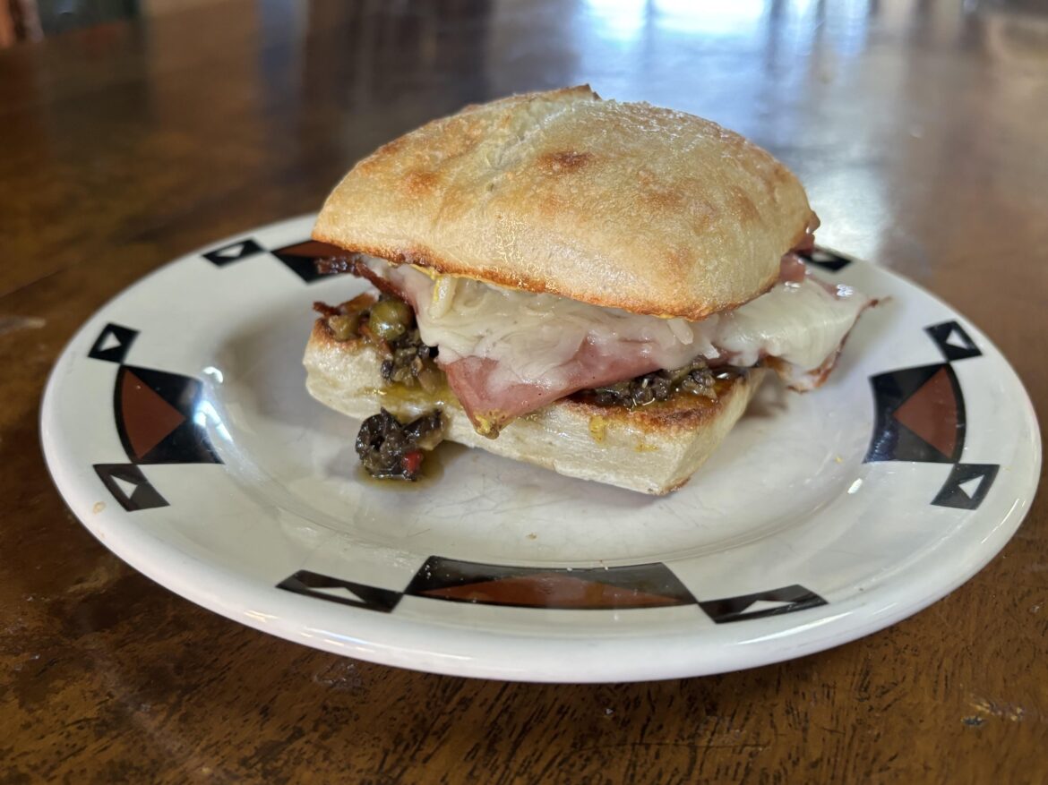 Fried Mortadella and mozzarella with olive tapenade