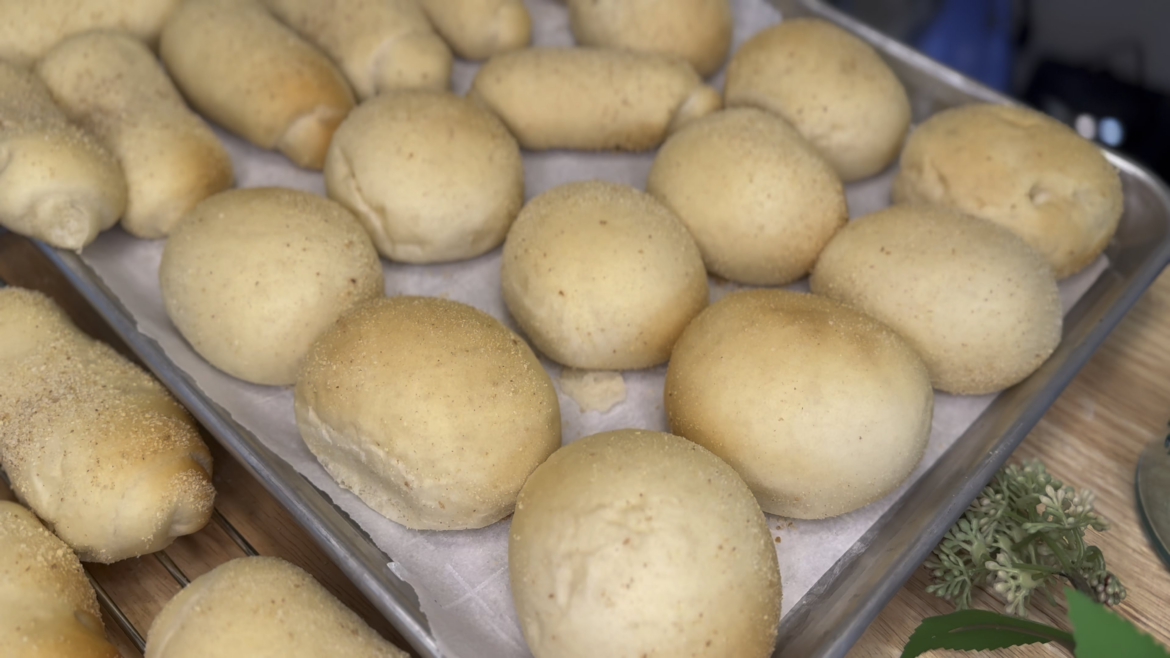 Freshly baked Filipino bread for my kids