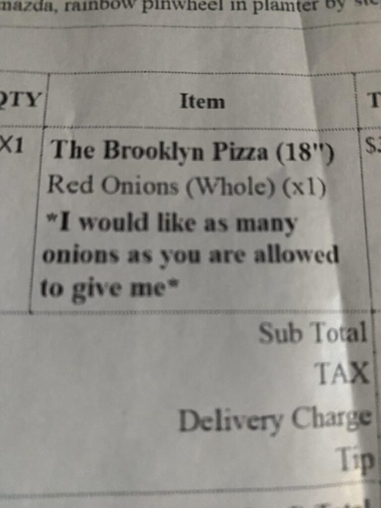 This pizza order I'm delivering