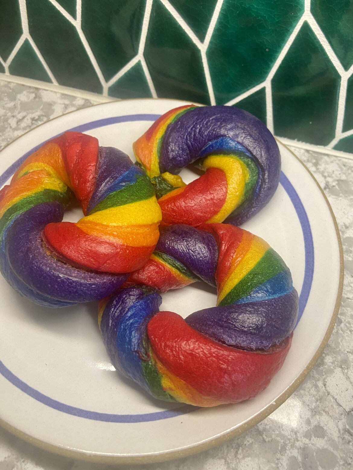 My first attempt at rainbow bagels