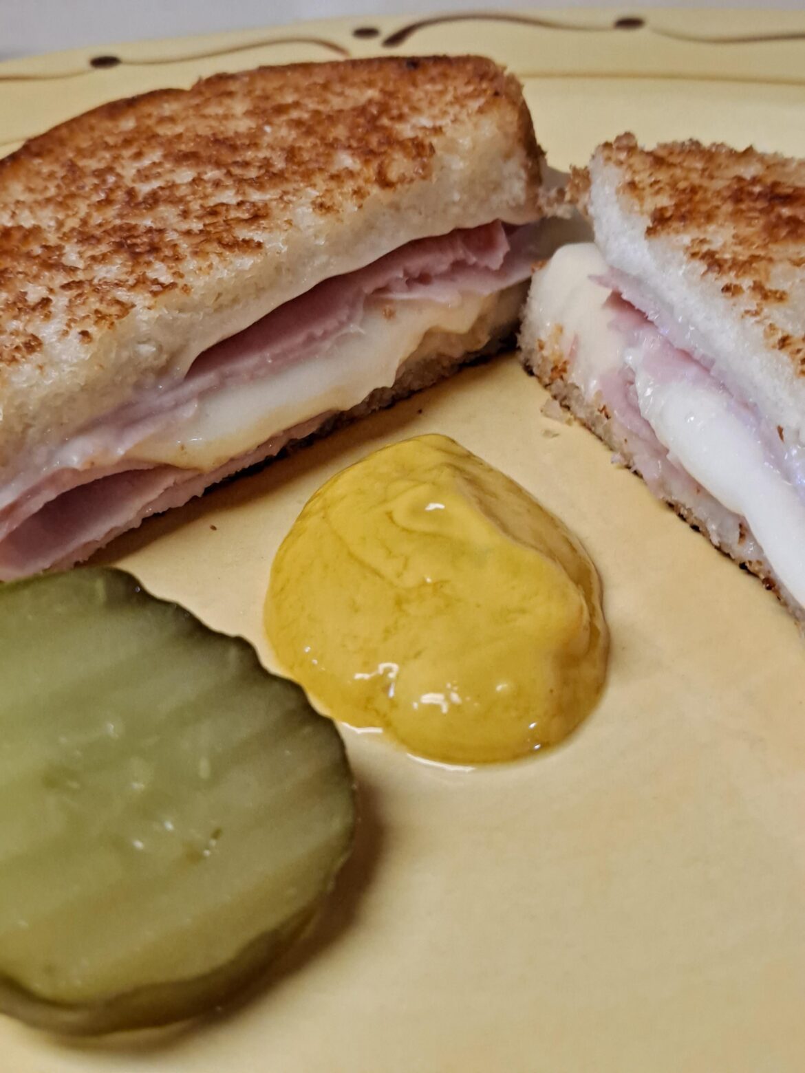 "My favorite, ham,swiss and american,GRILLED "