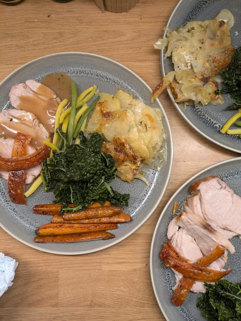 Roast pork and boulangère potatoes