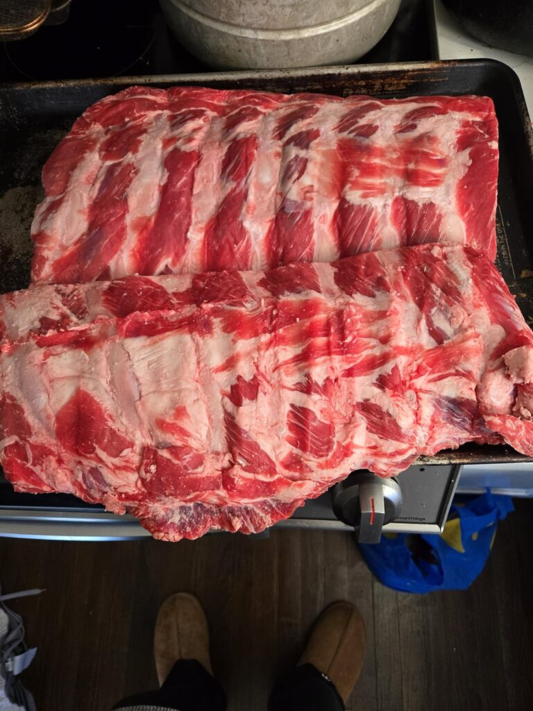 Beef ribs today, getting a late start.