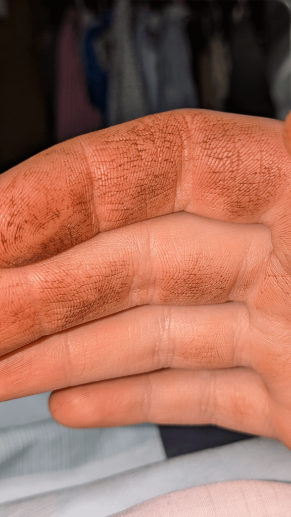 How to clean coffee out of pores of hands?