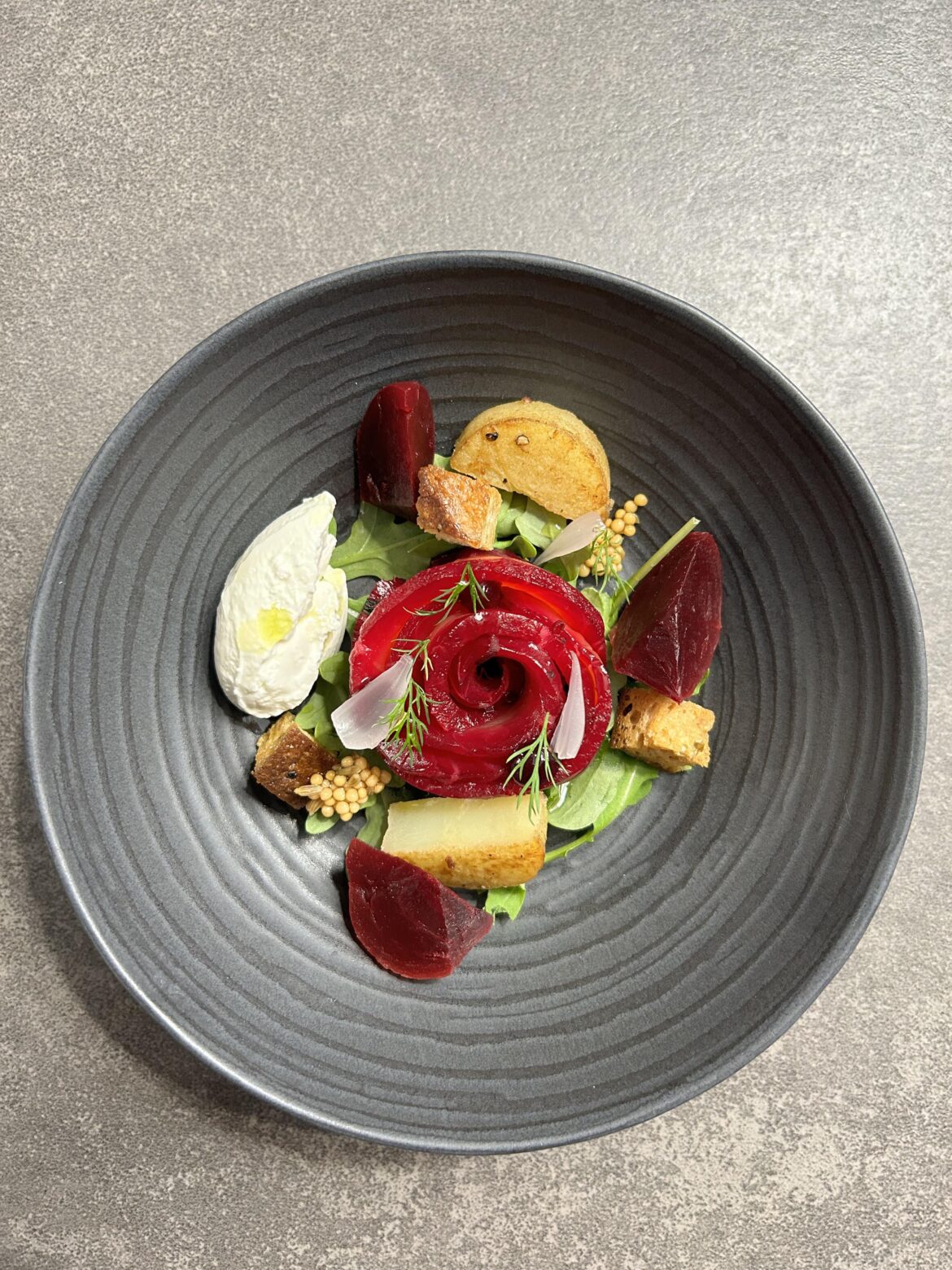 Beet infused salmon gravlax rose