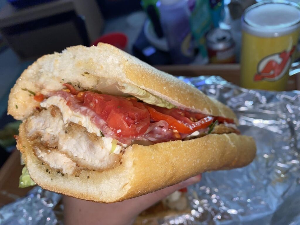 Free Sandwich from the Local Italian deli near me: HERO CHICKEN CUTLET, FRESH MOZZARELLA, HOT SOPPRESSATA, HOT HONEY, SPRING MIX, TOMATO, OLIVE OIL . AND HOCKEY IS BACK LGD!