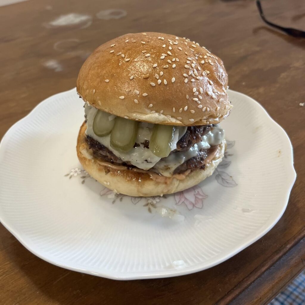 Burger with Swiss cheese 🧀