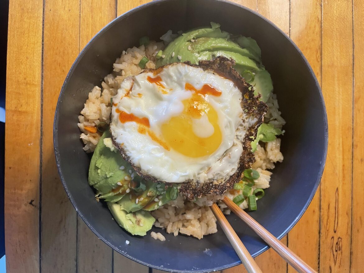 Rice bowl with a fried egg