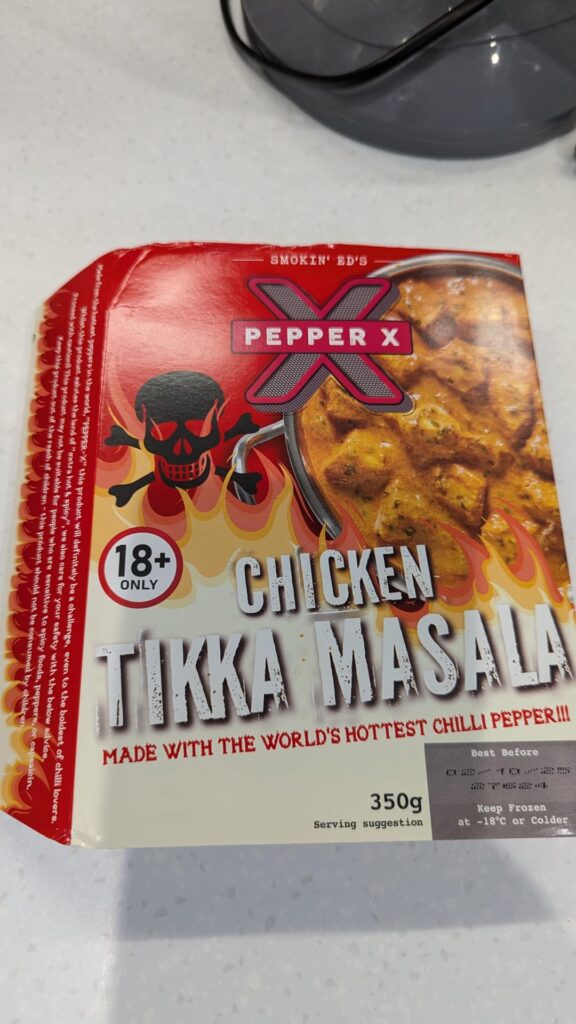 Iceland Pepper X Chicken Tikka Masala is worth it for any UK pepper heads! My tolerance is high and this had me sweating! Don't knock it til you try it! 🥵 (Multi Pic)