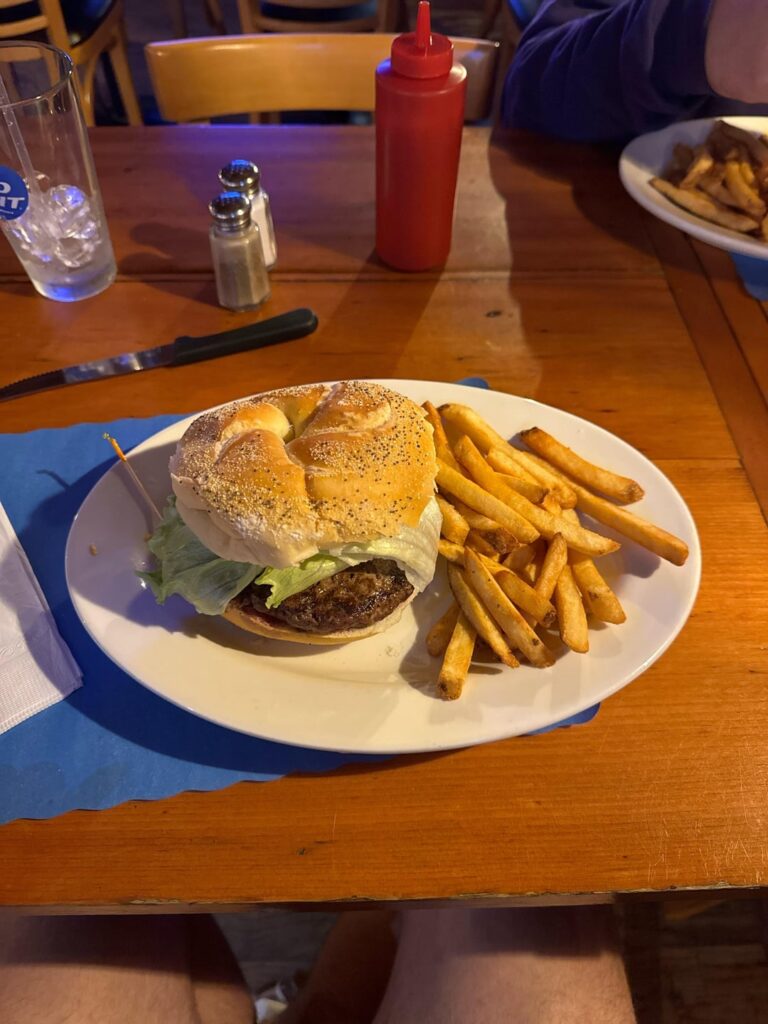 8oz burger on a roll w/ fries