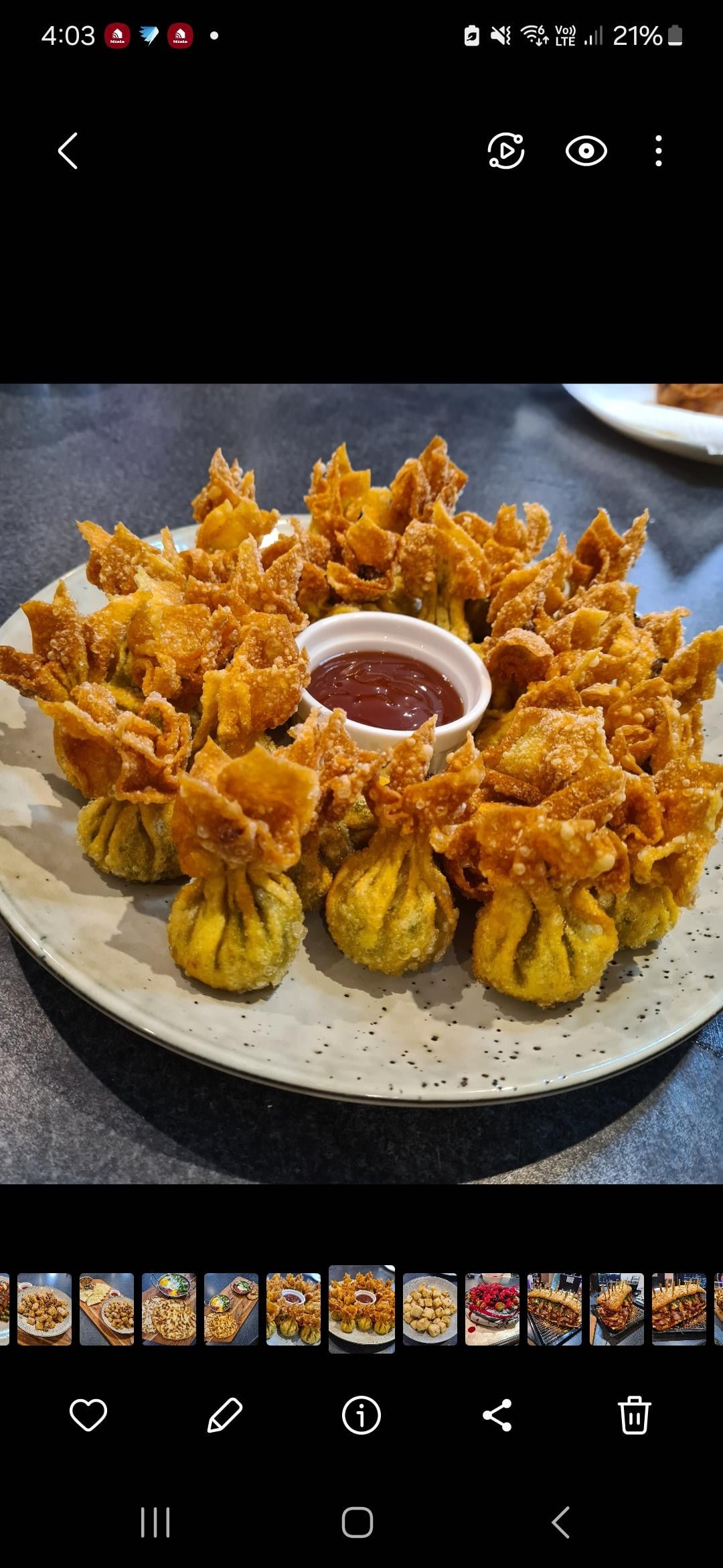 Deep fried moneybag dumplings with sweet & sour sauce Dining and Cooking