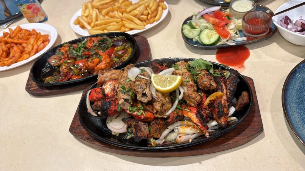 Meat Sizzler with Lamb,Chicken,Fish,Prawns