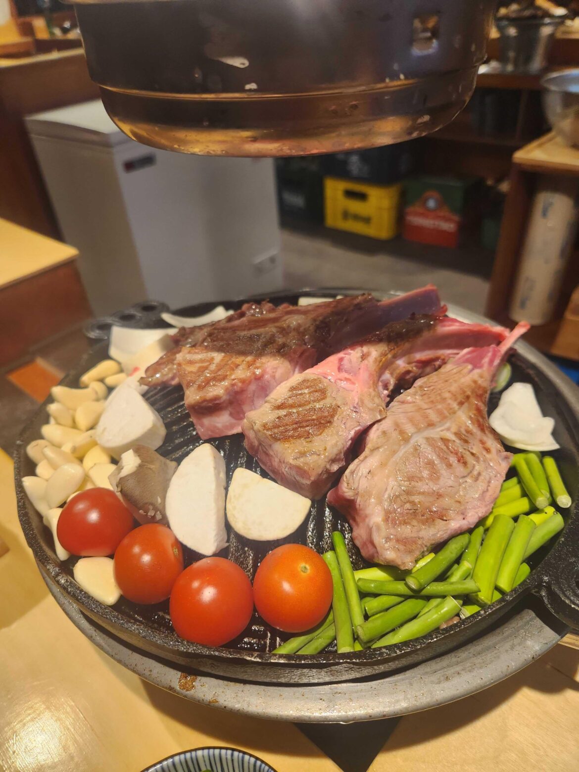 Lamb that looks like a tomahawk steak